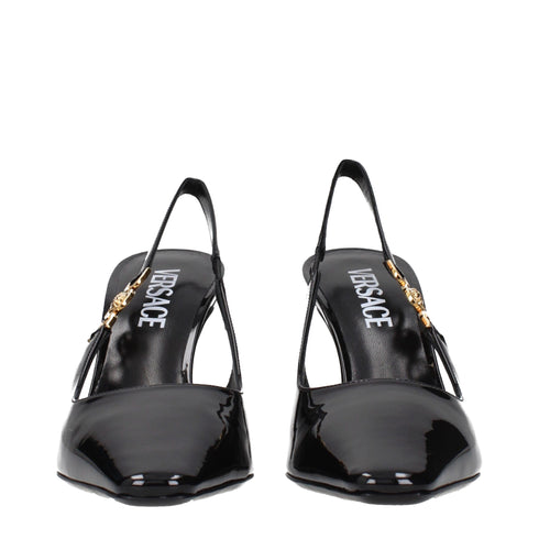 Versace Black Patent Leather Slingback Pumps – Women's High Heels Shoes